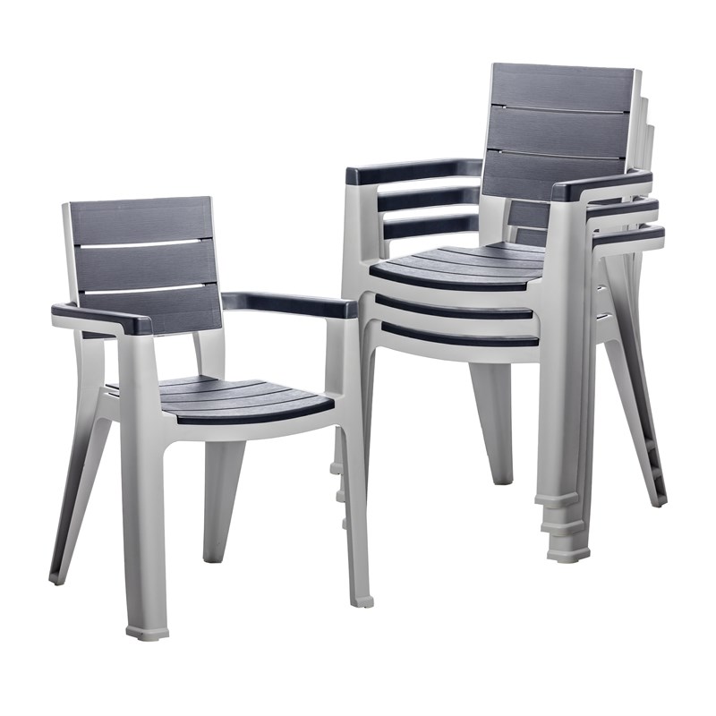 Inval Madeira Patio Dining Chair Set of 4 in Gray/Slate