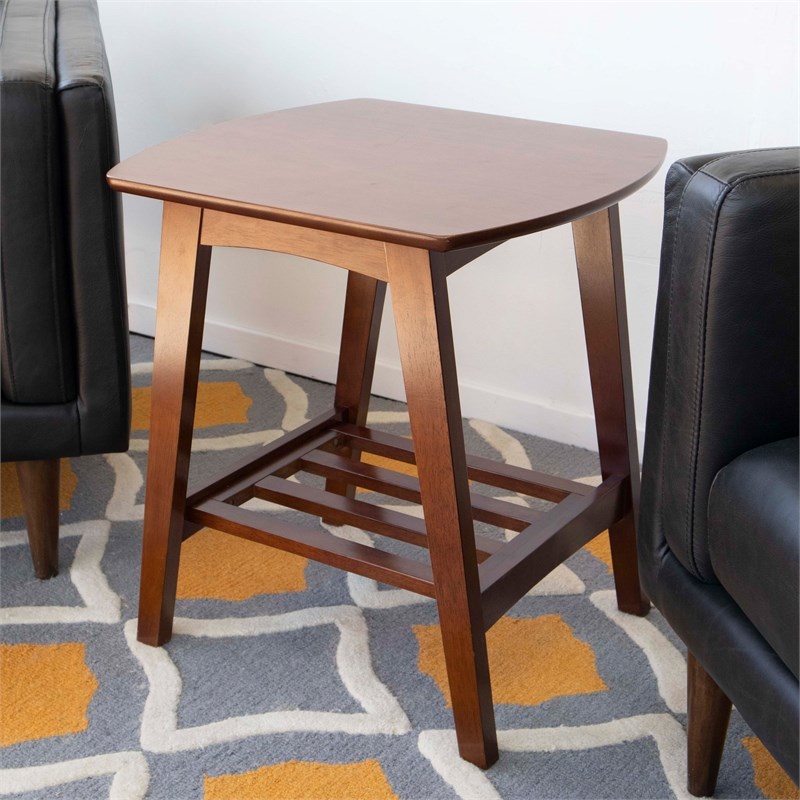 Jean Mid-Century Modern Square solid wood End Table  in Brown