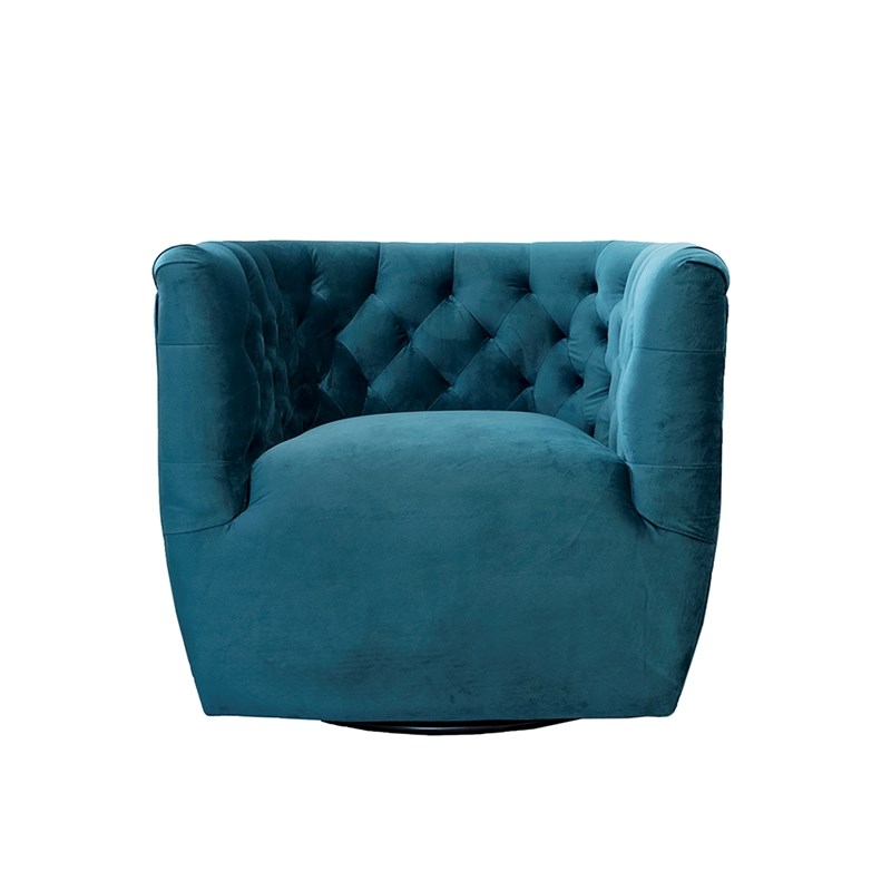 Rose Mid Century Modern Dark Teal Blue Velvet Swivel Accent Chair Ash4941