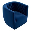 Rose Mid-Century Modern Navy Blue Velvet Swivel Accent Chair