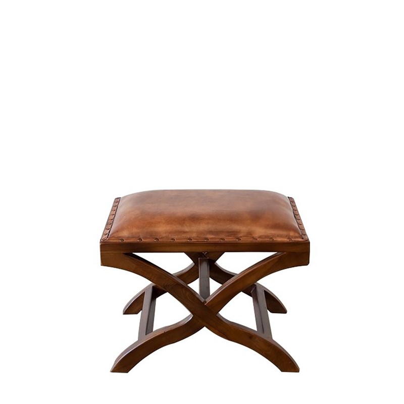 midcentury modern carter cognac brown genuine leather ottoman ash9145