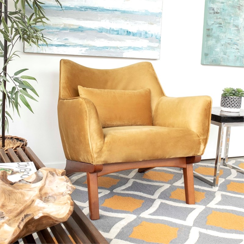 midcentury modern gatsby yellow velvet accent chair ash4735