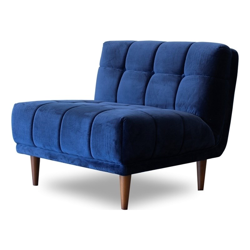 Allen Mid-Century Modern  Tight Back Velvet Lounge Chair  in Blue