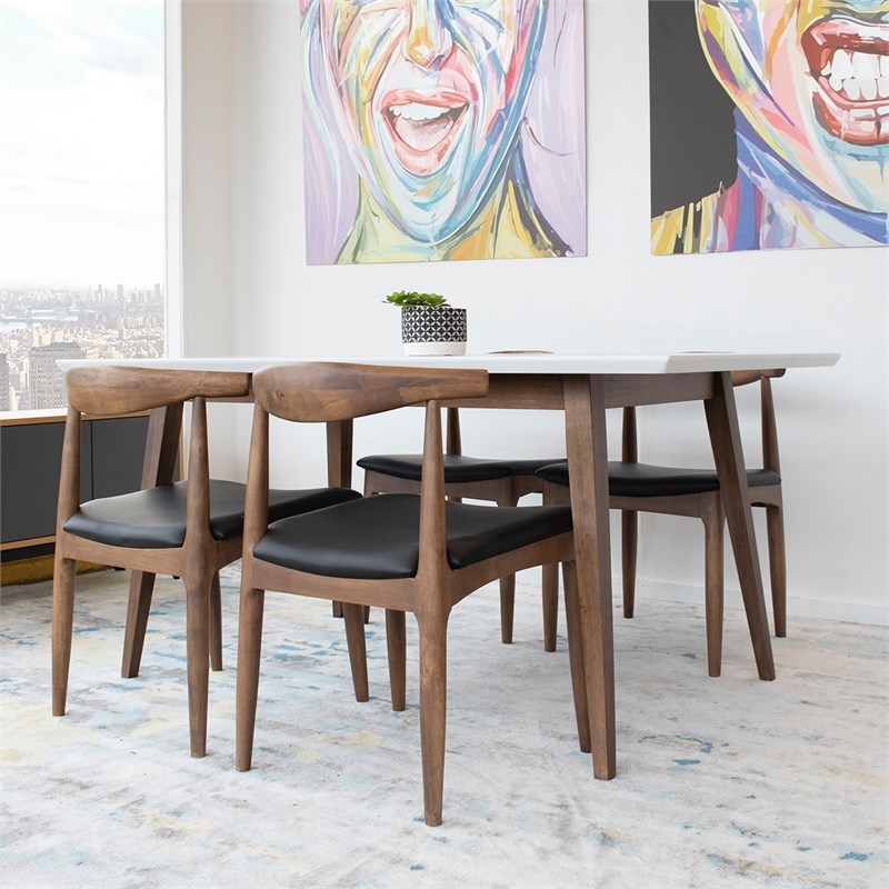 Mid Century Modern Aven Walnut White Top Dining Table Tdad S 275