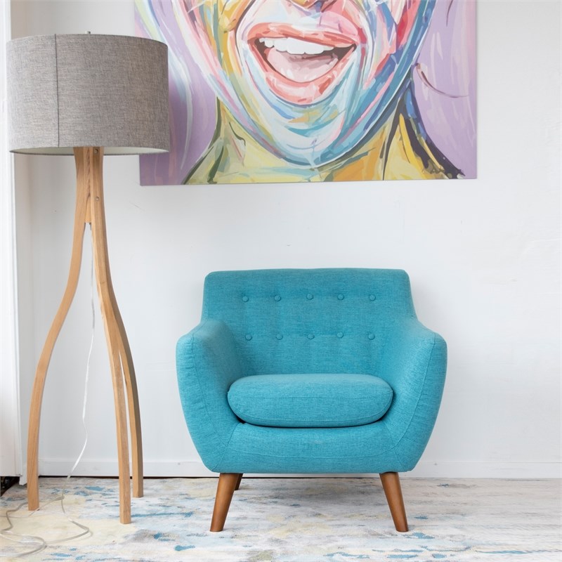 midcentury modern wesley turquoise fabric accent chair ash4751