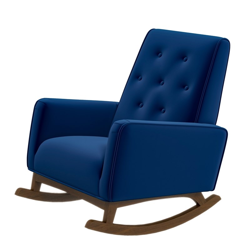 Dalston Mid-Century Modern  Tight Back Velvet  Rocking Chair  in Blue