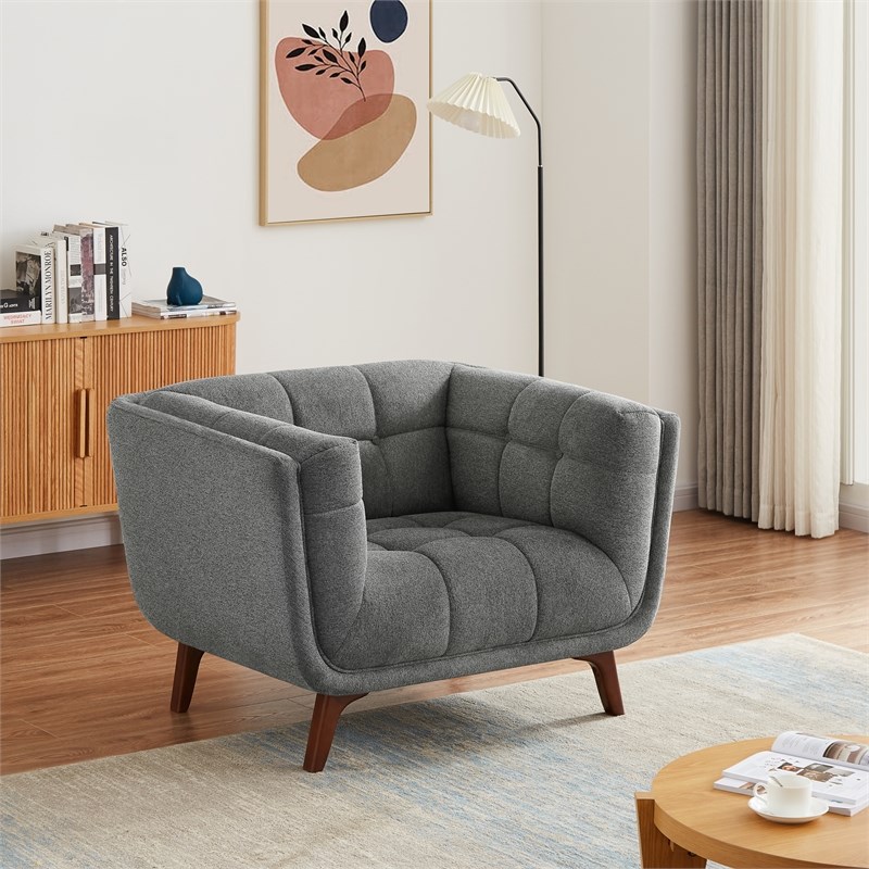 Mid-Century Modern Allen Dark Gray Fabric Accent Chair