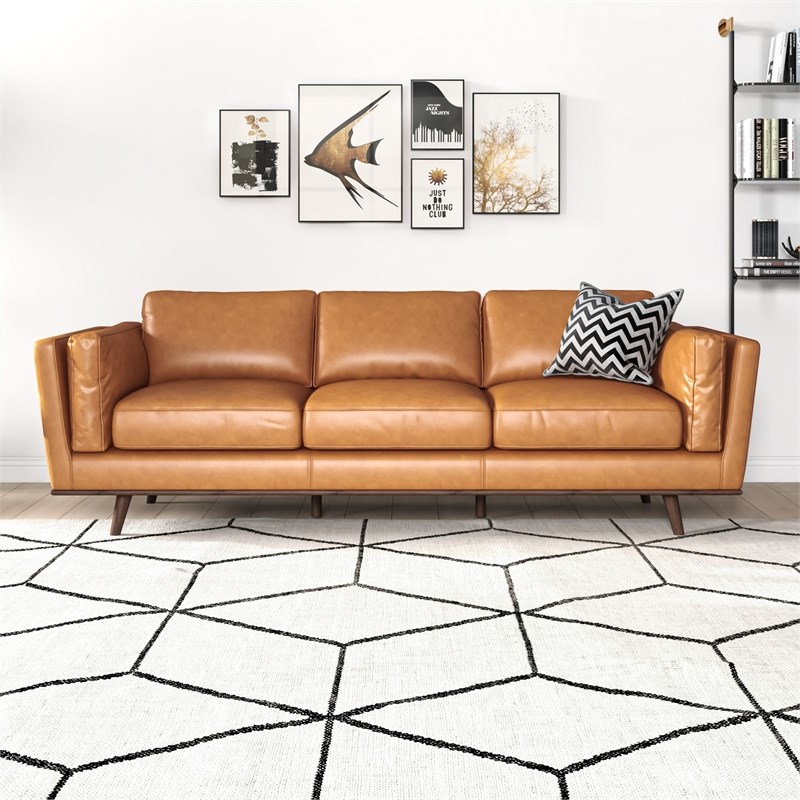 Austin Mid Century Modern Cushion Back, Century Leather Sofa Reviews