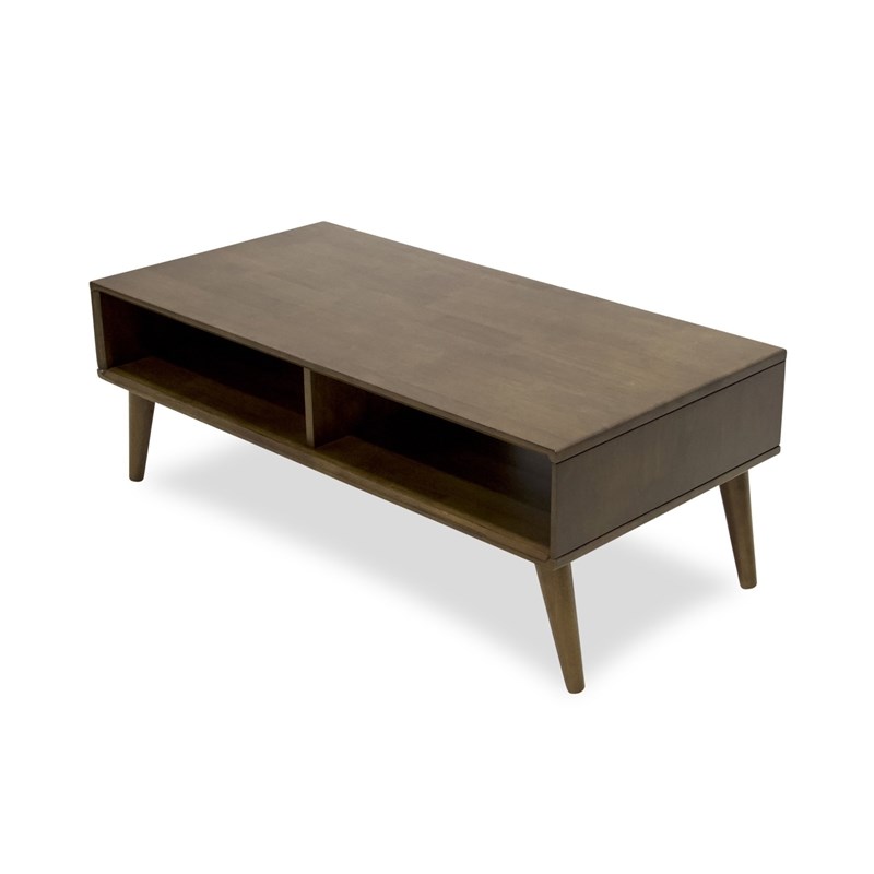 Dane Mid-Century Modern rectangular Solid Wood Coffee Table  in Brown
