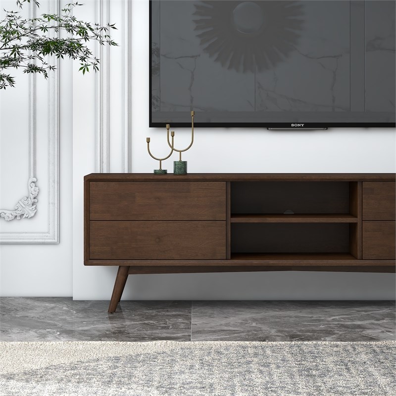 Francesca Mid-Century Modern TV Stand in Brown for TVs up to 65