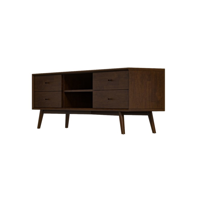 Francesca Mid-Century Modern TV Stand in Brown for TVs up to 65
