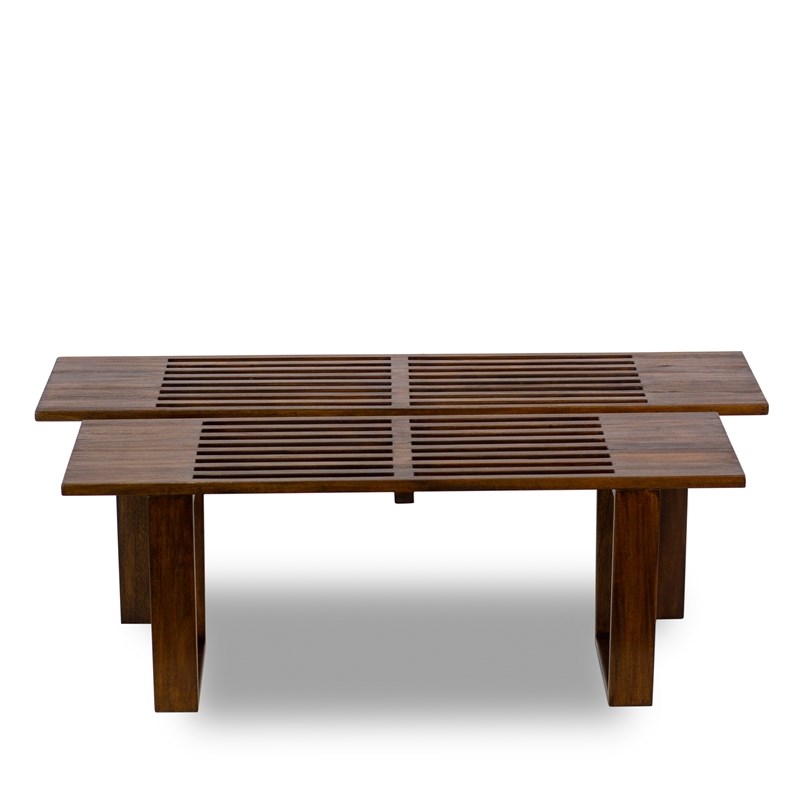 midcentury modern ethan brown walnut wood bench (small) ash9106
