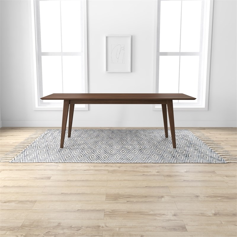 Mid-Century Modern Aven Brown Walnut Wood Dining Table (Large)