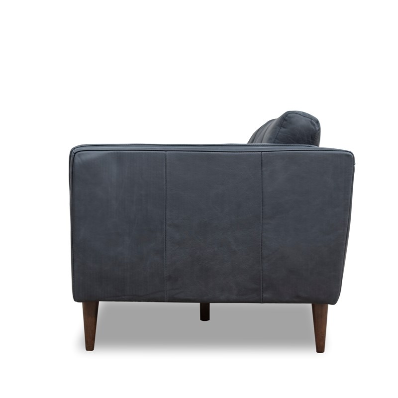 Tessa Mid-Century Rectangular Cushion Back Genuine Leather Sofa in Black