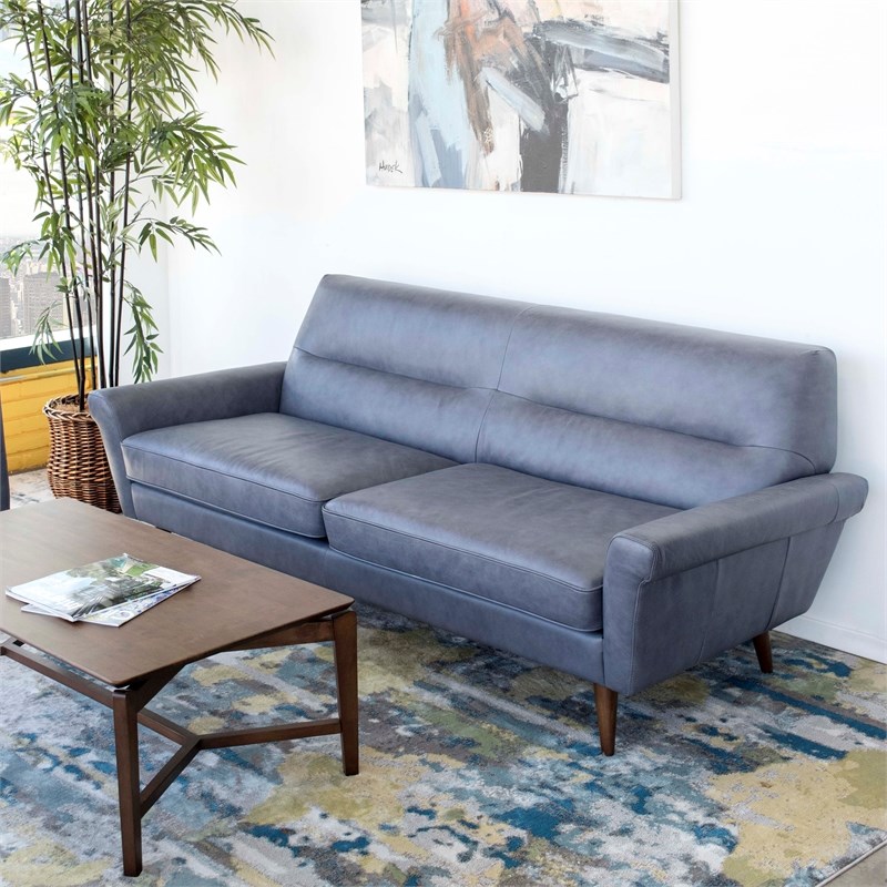 midcentury modern lloyd gray leather sofa ash2773