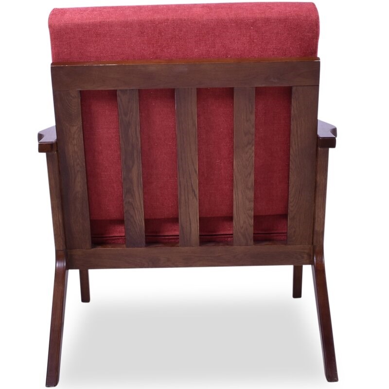 Mid-Century Modern Leon (Red) Walnut Wood Accent Chair