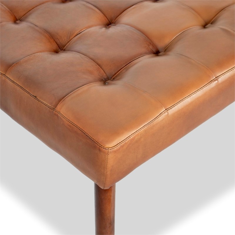 midcentury modern alvar brown italian leather ottoman ash9127