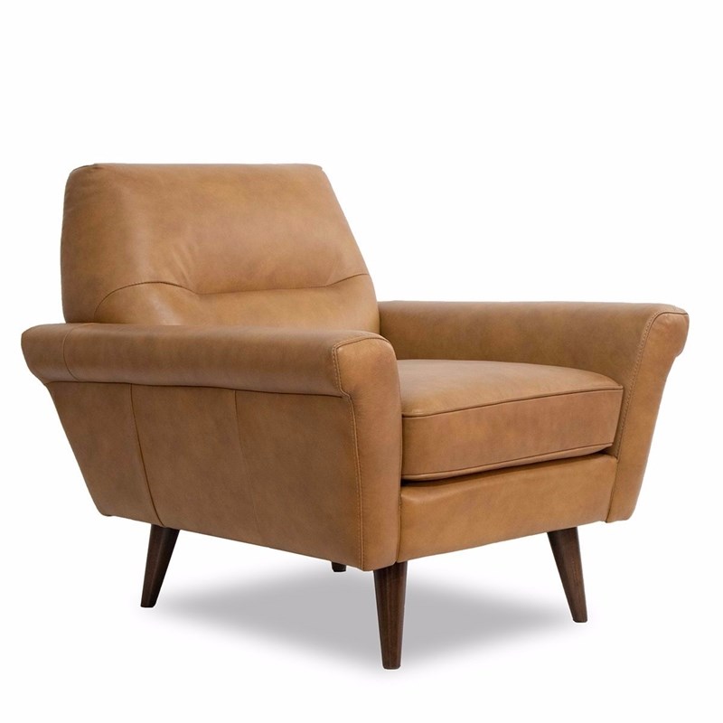 Mid Century Modern Lloyd Cognac Tan, Leather Arm Chairs
