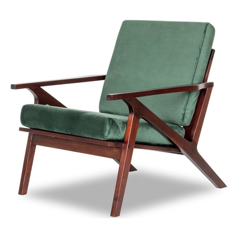 Mid Century Modern Leon Green Velvet Accent Chair