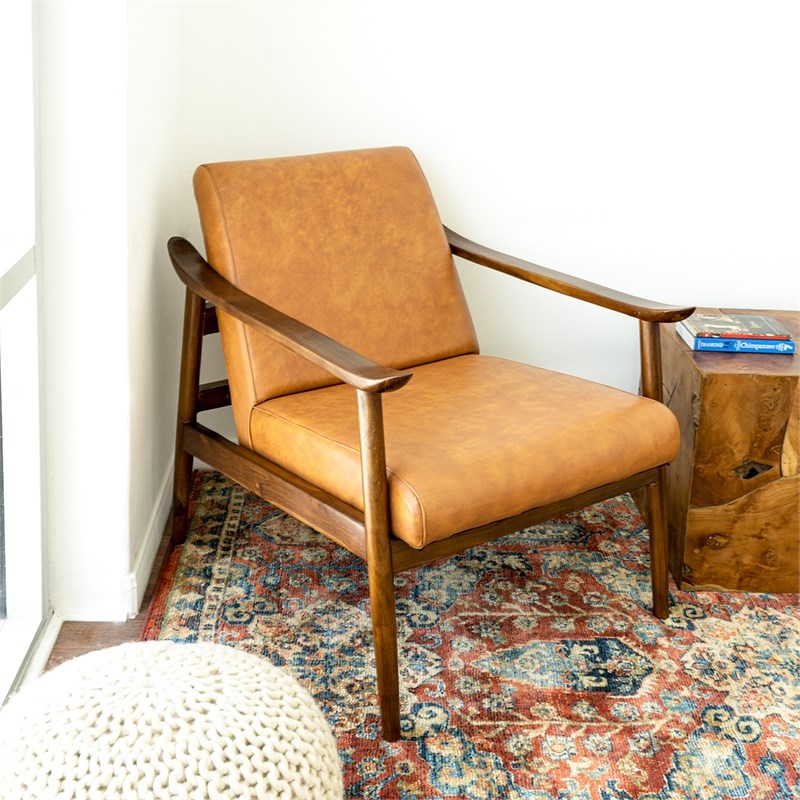 mid century modern harmony leather accent chair