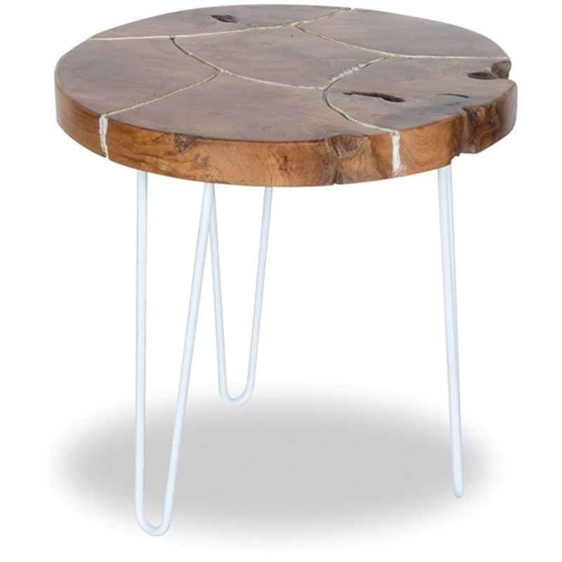 Naylor Mid-Century Modern Round solid wood End Table  in Brown