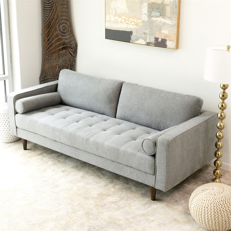 mid century modern demi light gray sofa ash2781