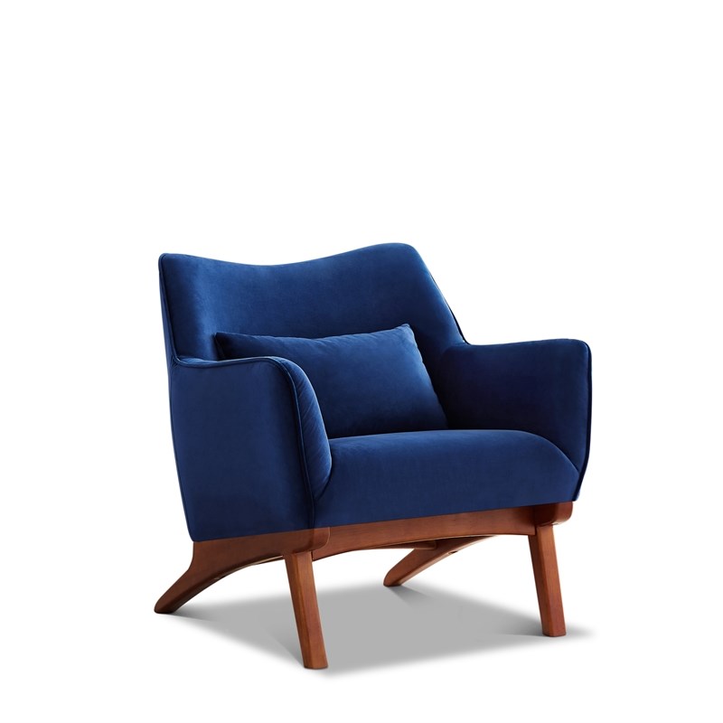 Gatsby Mid-Century  Tight Back Velvet Upholstered Armchair  in Blue