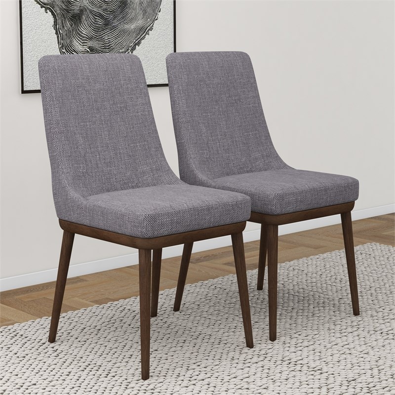Grayson Mid-Century Modern Polyester Blend Dining Chair in Grey (Set of 2) | Homesquare