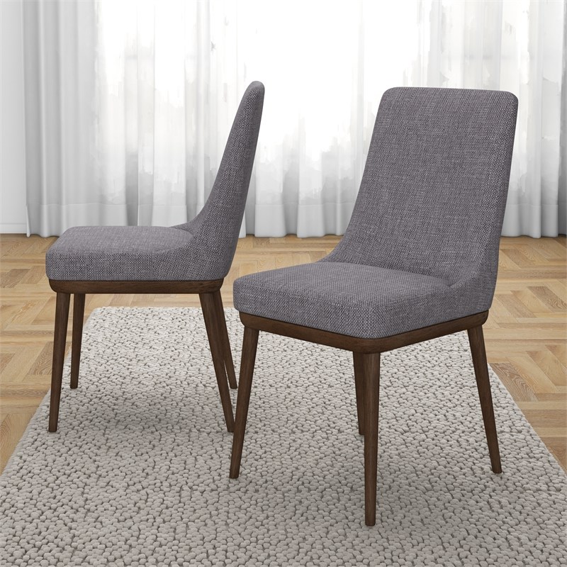 Grayson Mid-Century Modern Polyester Blend Dining Chair in Grey (Set of 2) | Homesquare