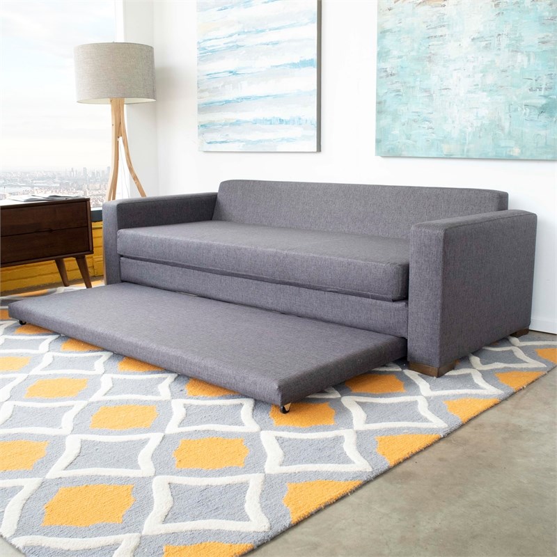 Reine Mid Century Modern Fabric Sleeper Sofa In Gray Homesquare 3017