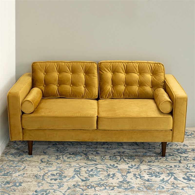 mid century modern harriet loveseat dark yellow sofa ash2824
