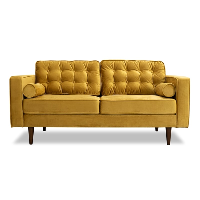 Mid Century Modern Harriet Loveseat Dark Yellow Sofa Ash2824