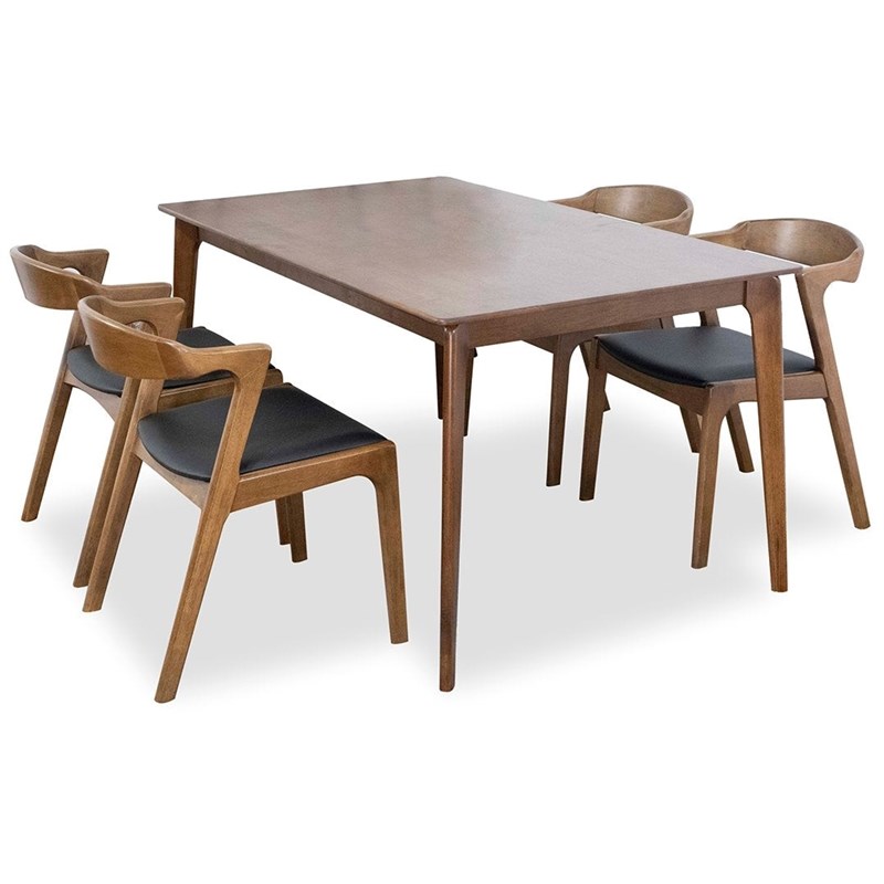 Leylah Mid Century Modern Kitchen Table and Chairs for 4 Homesquare
