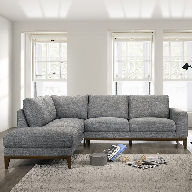 Mid Century Modern Milton Fabric Sectional Left Facing in Gray Homesquare
