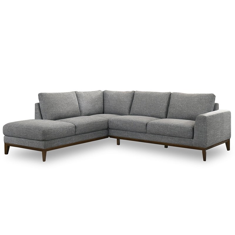 Mid Century Modern Milton Gray Fabric Sectional Left Facing Ash9762 Mid Century Modern Milton Gray Fabric, Mid Century Modern Milton Tan Leather Sectional Sofa Left Chaise