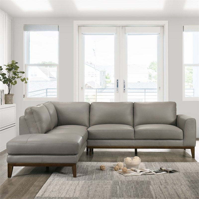 mid century modern milton gray fabric sectional left facing ash9762