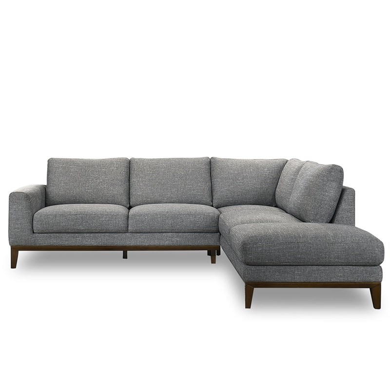 Milton Mid-Century L-Shaped Tight Back fabric right-facing Sectional in Grey
