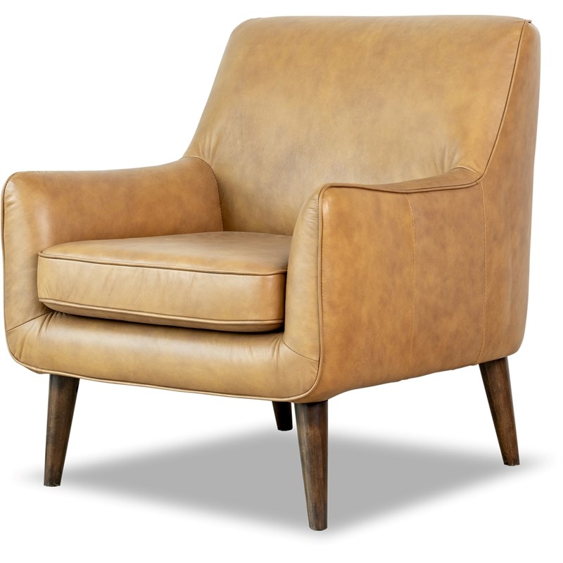 Levvon Mid Century Tight Back Genuine, Genuine Leather Chairs For Living Room