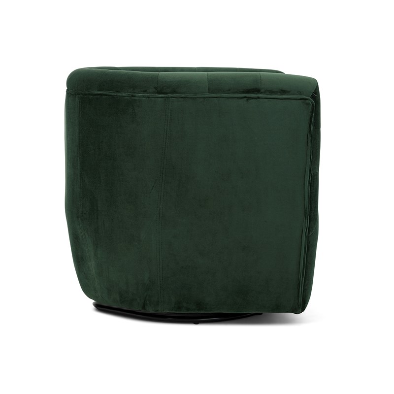 Rose Mid-Century Modern  Tufted Back Velvet Swivel Chair  in Green