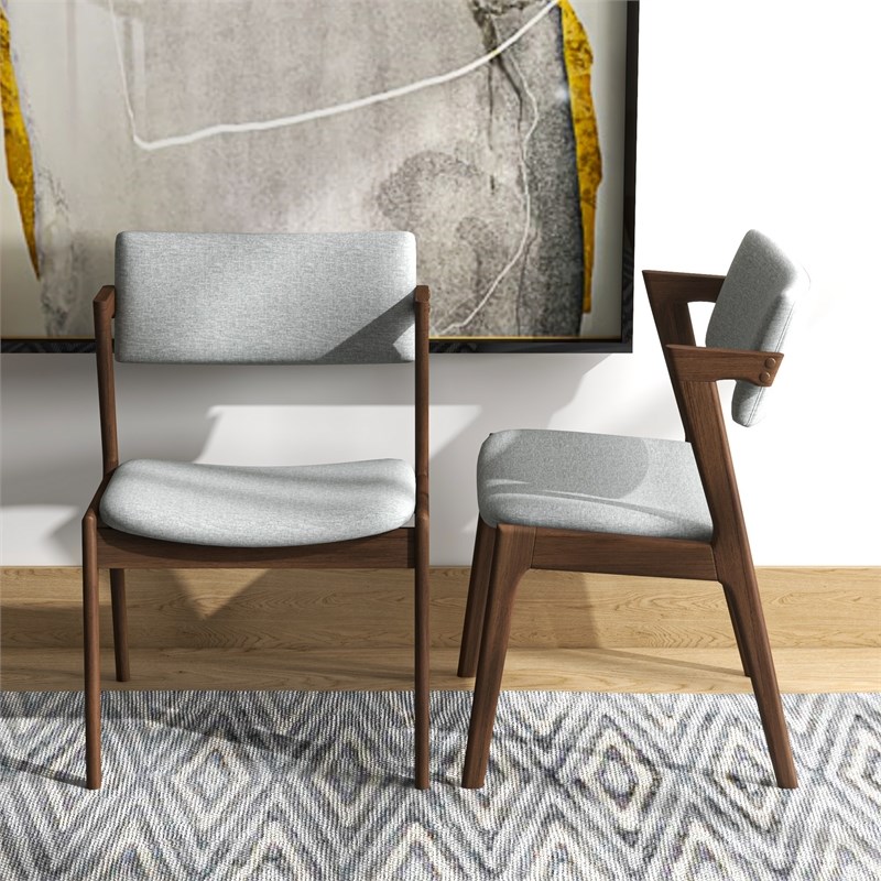 Vego MidCentury Modern Fabric Dining Chair in Gray (Set of 2) Homesquare