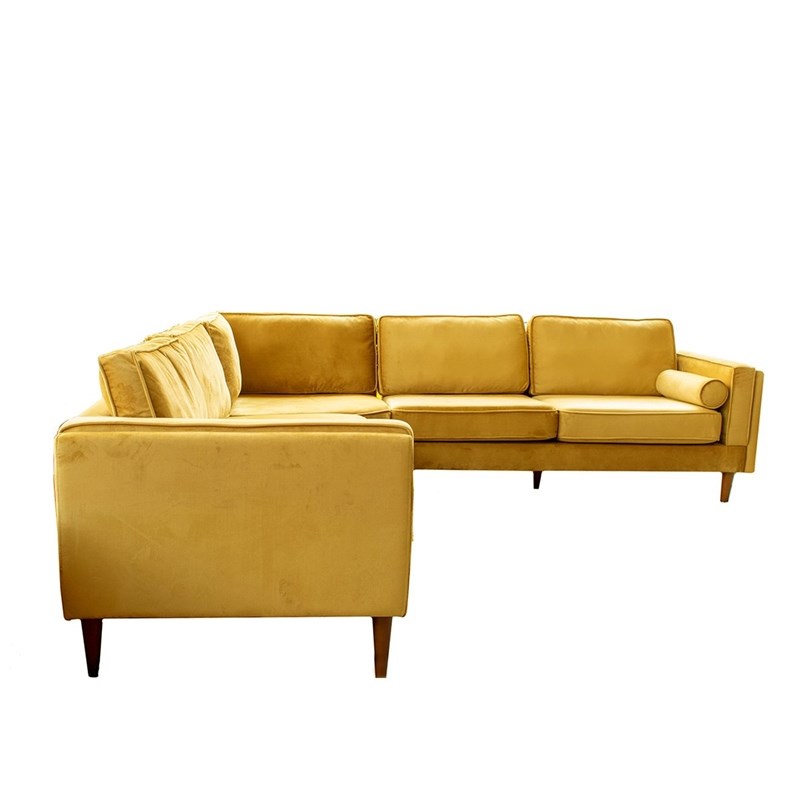 mid century modern hudson corner sofa gold velvet ash2627