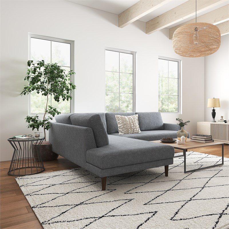 Aplee Fabric Modern Living Room Corner Sectional Couch in Grey