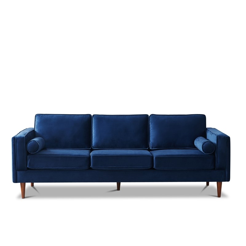 Mid Century Modern Hudson Blue Velvet Sofa