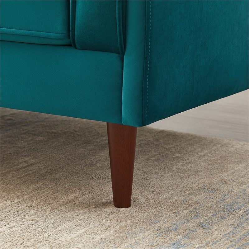 Hudson Luxury Modern Furniture Velvet Living Room Couch in Turquoise