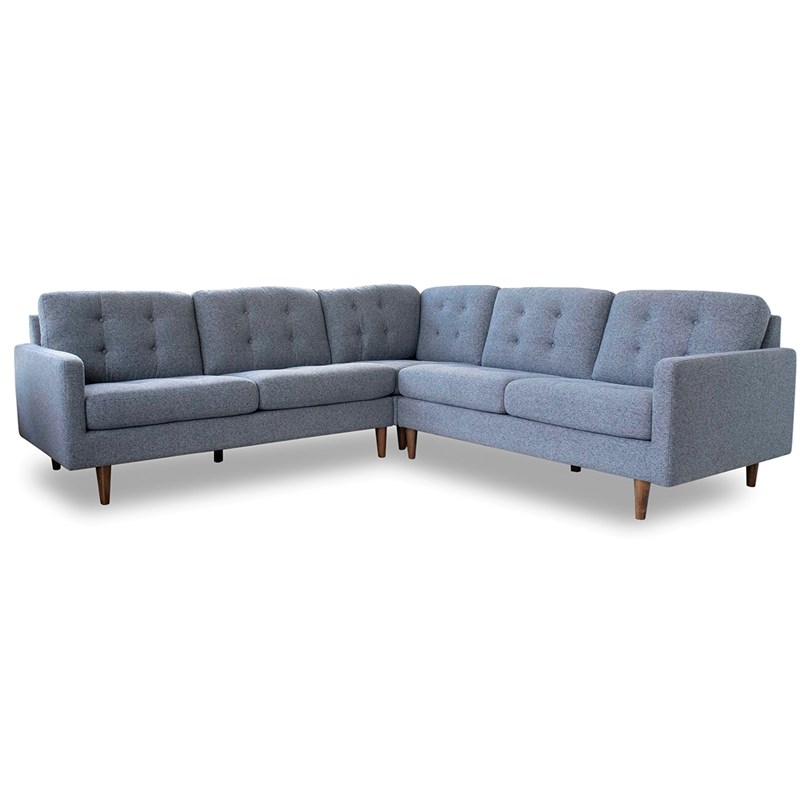 Iris Mid-Century Modern Pillow Back Fabric Corner Sofa in Dark Gray