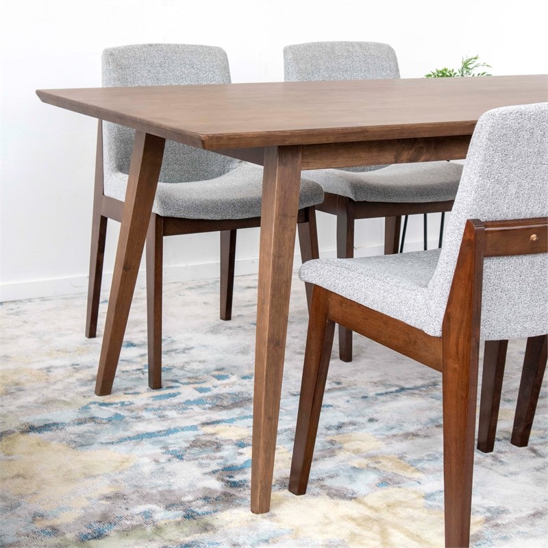 Ambrose Modern Solid Wood Walnut Dining Room & Kitchen Table and 4 Chairs Set