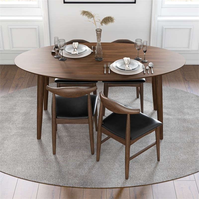 Kim Modern Solid Wood Walnut Dining Room & Kitchen Table and Chairs for 4