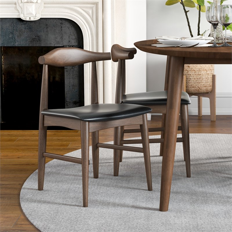 Kim Modern Solid Wood Walnut Dining Room & Kitchen Table and Chairs for 4