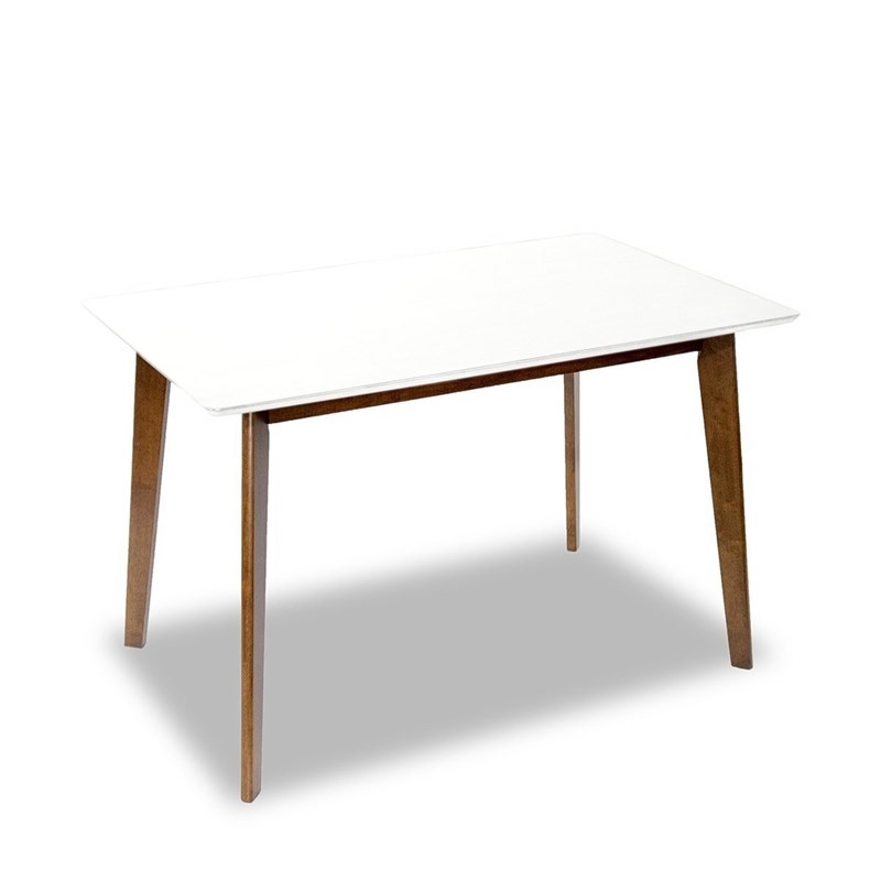 Aria Mid-Century Modern Rectangular 47-inch Solid Wood Dining Table in White