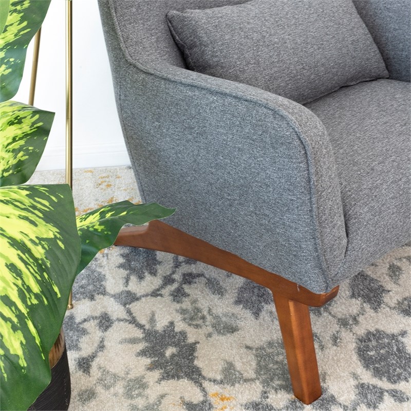 Gatsby Mid-Century Modern Tight Back Fabric Upholstered Armchair in Dark Gray